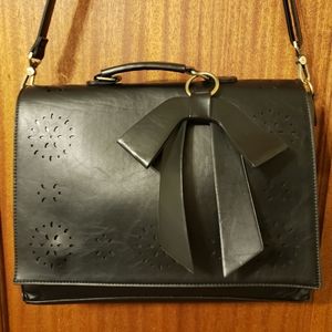 EcoSusi black faux leather briefcase bag